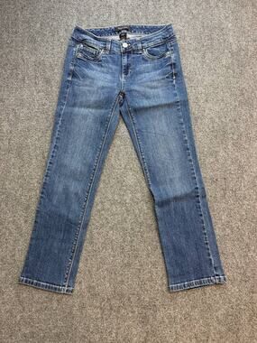 White House Black Market Blanc Capri Jeans Womens Size 0 Blue Crop Leg